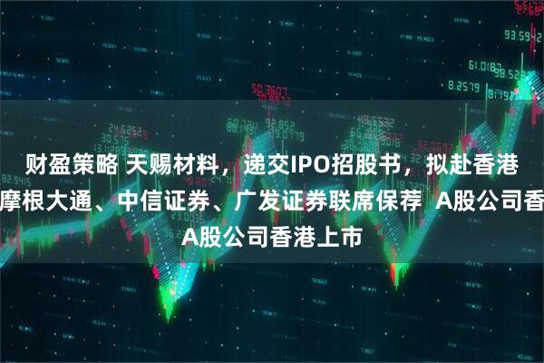 财盈策略 天赐材料，递交IPO招股书，拟赴香港上市，摩根大通、中信证券、广发证券联席保荐  A股公司香港上市